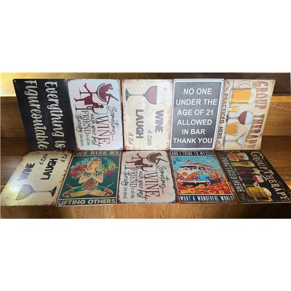 Qty 10 Wine & Business Signs Approx. 8" x 12"