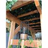 Image 5 : Wooden Arbor 52" x 24" x 87"H w/ Cheers Sign, Light, Artificial Ivy & Grapes