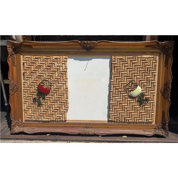 Wine Corkboard Artwork & White Board w/ Metal Wine Glasses 58" x 34" Framed