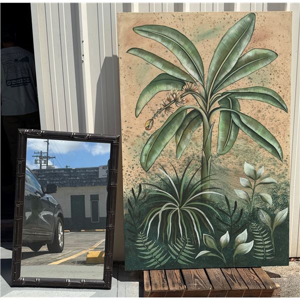 Qty 2 Artworks: Palm Tree & Car at Business Unframed, Misc Sizes