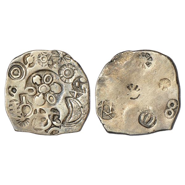 Ancient India: Archaic silver punch-marked coin - Bihar series, 5.38g.