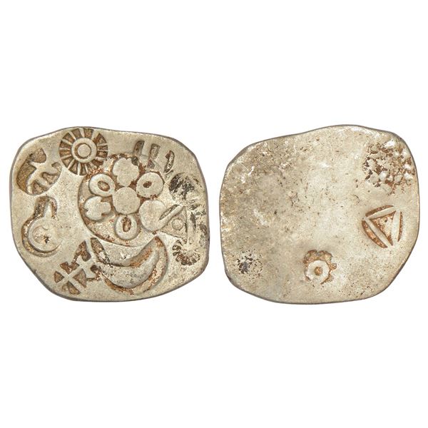 Ancient India: Archaic silver punch-marked coin - Bihar series, 5.32g.