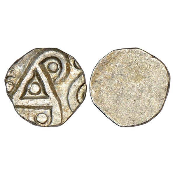 Ancient India: Archaic silver punch-marked coin - Haryana region, 1.46g.