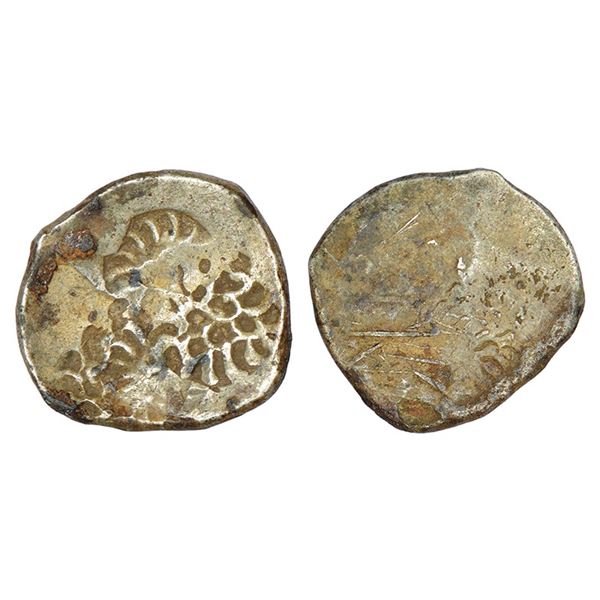 Ancient India: Archaic silver punch-marked coin - middle Ganges valley region, 4.76g.