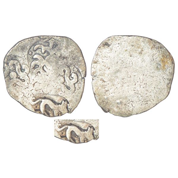 Ancient India: Archaic silver punch-marked coin - middle Ganges valley region, 4.02g.