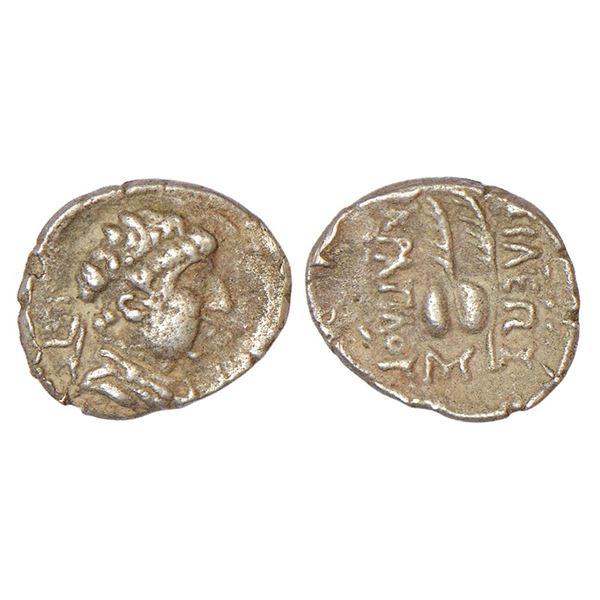 Ancient India: Indo-Greeks, silver obol of Eucratides (170-145 BC), BN series 9, 0.65g