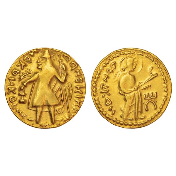 Ancient India: Post Gupta coinage in Bengal, Samatata region - gold dinar, 7.62g.