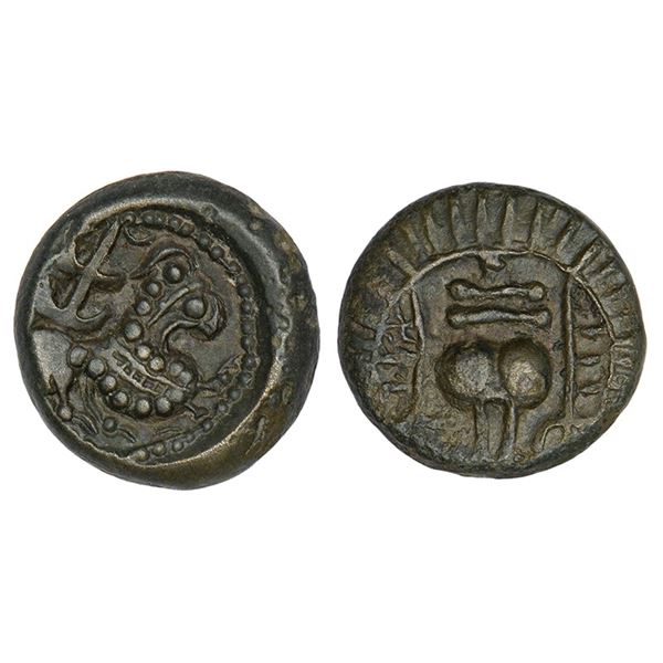 Ancient India: Vishnukundin dynasty of Vengi, uninscribed alloyed copper coin, 5.69g