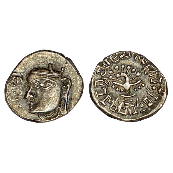 Ancient India: Pushyabhutis (Varddhanas) of Sthaneshwara, silver drachm, 2.30g