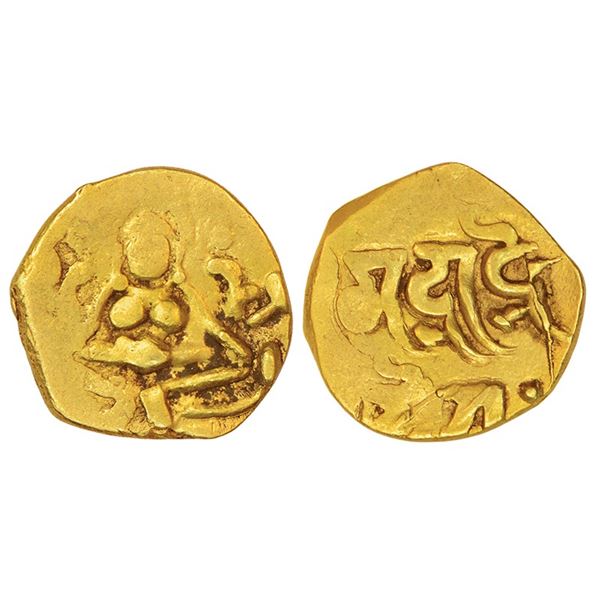 Medieval India: Medieval Central India - gold coinage inspired 'Gangeya Deva', 4.16g.