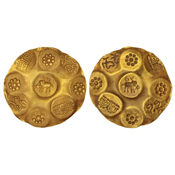 Medieval India: Kakatiyas of Warangal, gold punch marked gadyana, 3.82g