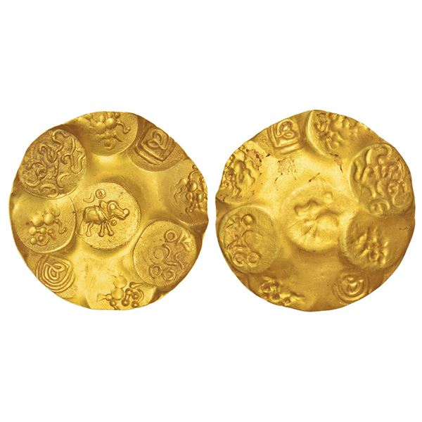 Medieval India: Kakatiyas of Warangal, gold punch-marked gadyana, 3.80g