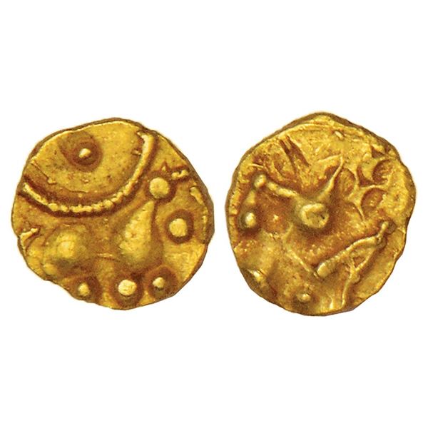 Medieval India: Hoysalas of Dwarasamudra - uninscribed gold fractional Fanam, 0.10g