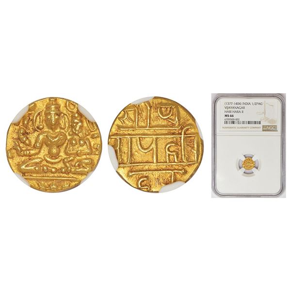 Medieval India: Vijayanagar Kingdom, Sangama dynasty, gold ½ pagoda