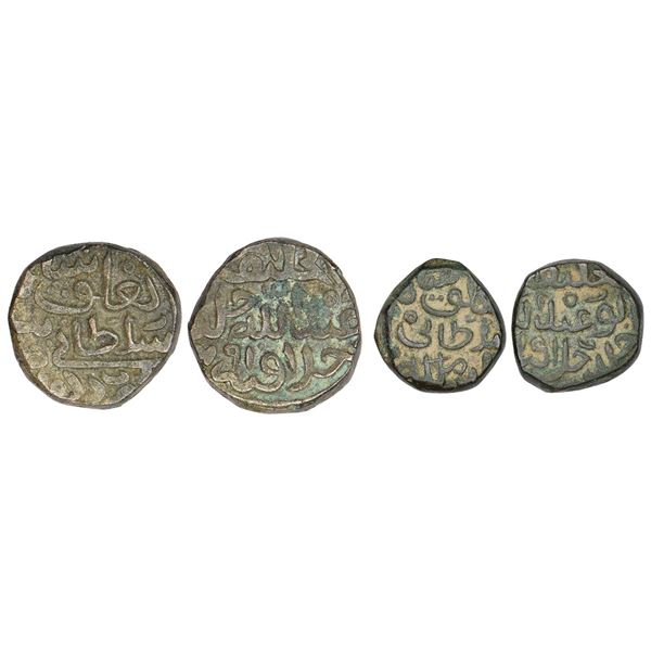 Sultans of Delhi: Tughluqs, two billon fractional coins of Tughluq Shah II (2 coins)