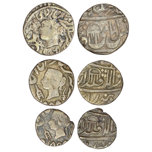 Princely States: Bindraban, set of 3 silver coins, in the name of Queen Victoria