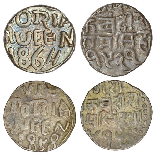 Princely States: Bundi, Ram Singh (1824-1889 AD), silver coins (2 coins)