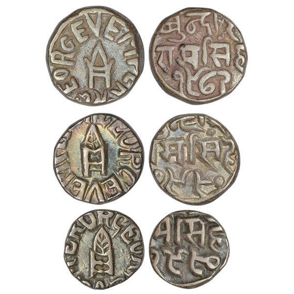 Princely States: Bundi, Raghubir Singh (1889-1927 AD), set of 3 silver coins