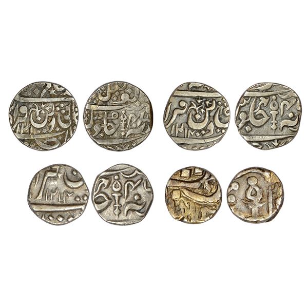 Princely States: Datia, Gaja Shahi series, set of 4 silver coins
