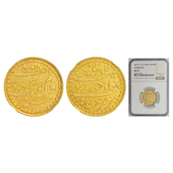 Princely States: Hyderabad, Mir Mahbub Ali Khan, Charkhi series, gold ashrafi