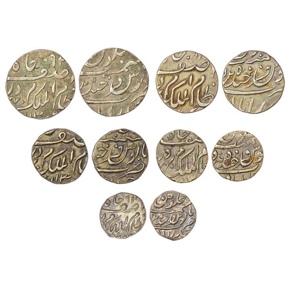 Princely States: Hyderabad, Mir Mahbub Ali Khan (1869-1911 AD), set of 5 silver coins