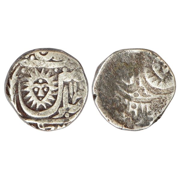 Princely States: Indore, error silver rupee, Malharnagar mint, sun face type, Lakhi