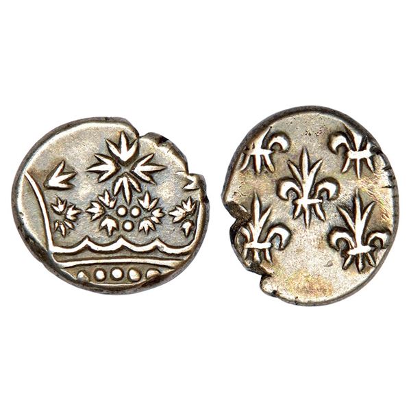 Indo French: Pondicherry mint, silver 2 fanon, ND (1720-1837 AD), KM 49, 2.92g