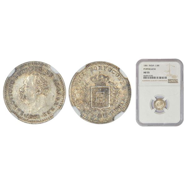 Portuguese India: D. Luiz I (1861-1889), colonial coinage, machine struck, silver ⅛ rupia