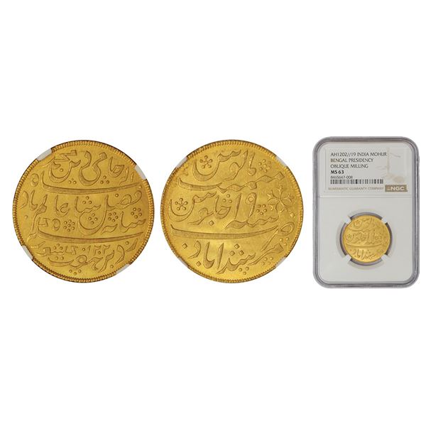 Bengal Presidency: Murshidabad mint, gold mohur, in the name of Shah Alam II, 12.35g