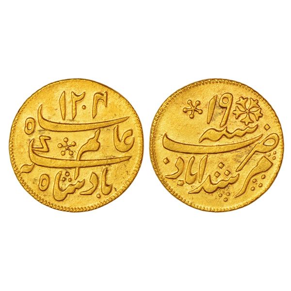 Bengal Presidency: Murshidabad mint, gold ¼ mohur, in the name of Shah Alam II