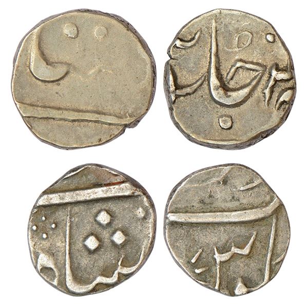 Bombay Presidency: Surat mint, silver coins (2), in the name of Shah Alam II.