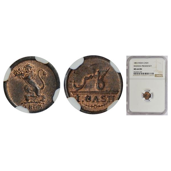 Madras Presidency: Soho mint, copper cash, AD 1803, Stevens EIC 5.148; PR 212
