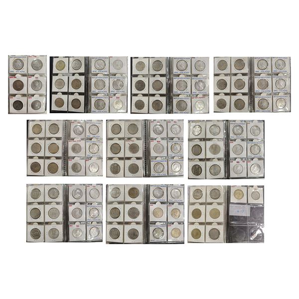 British India: An collection of 55 British India rupee (55 coins)