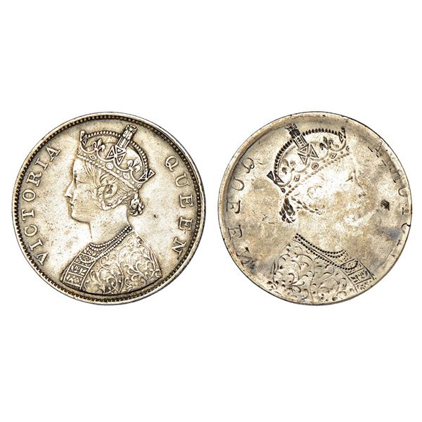 British India: Victoria Queen, silver rupee, ND (1862-1876 AD), (Lakhi)