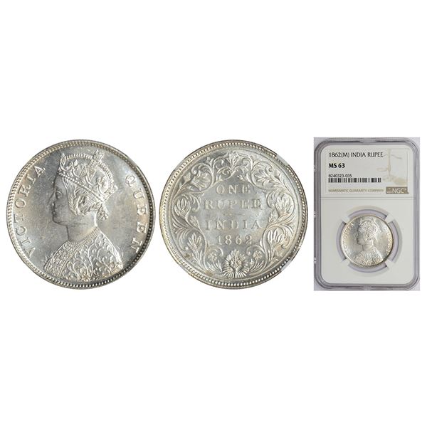 British India: Victoria Queen, silver rupee, 1862, Madras mint