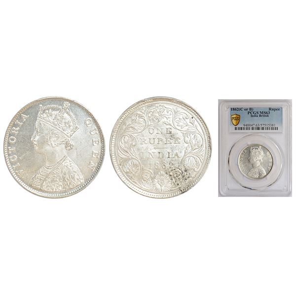 British India: Victoria Queen, silver rupee, 1862, Madras mint