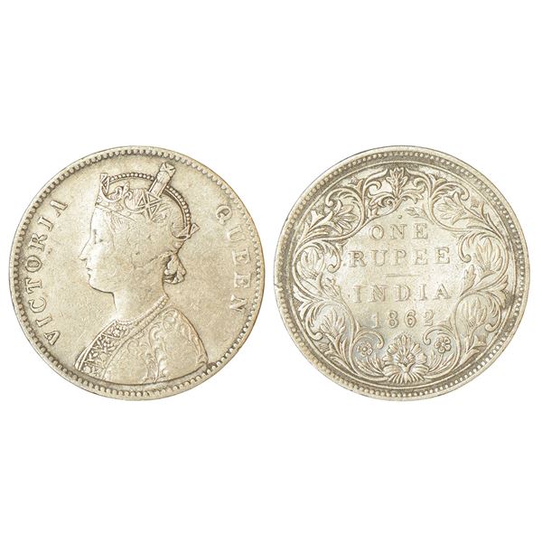 British India: Victoria Queen, silver rupee, 1862, Bombay mint
