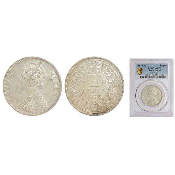 British India: Victoria Queen, silver rupee, 1876, Bombay mint, A2/II/dot