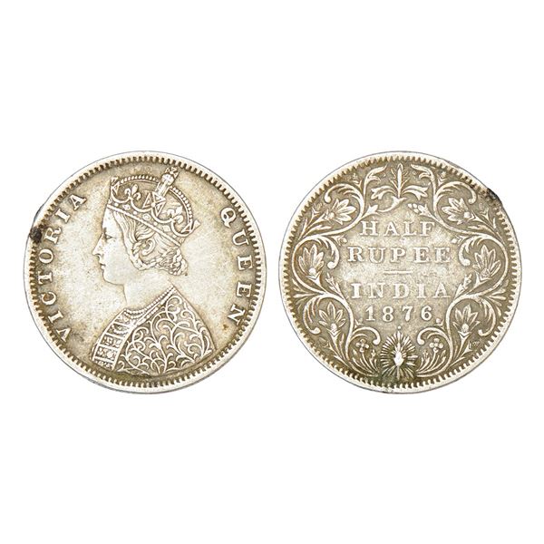 British India: Victoria Queen, silver ½ rupee, 1876, Bombay mint