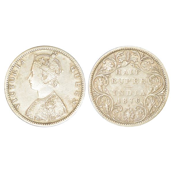 British India: Victoria Queen, silver ½ rupee, 1876, Bombay mint