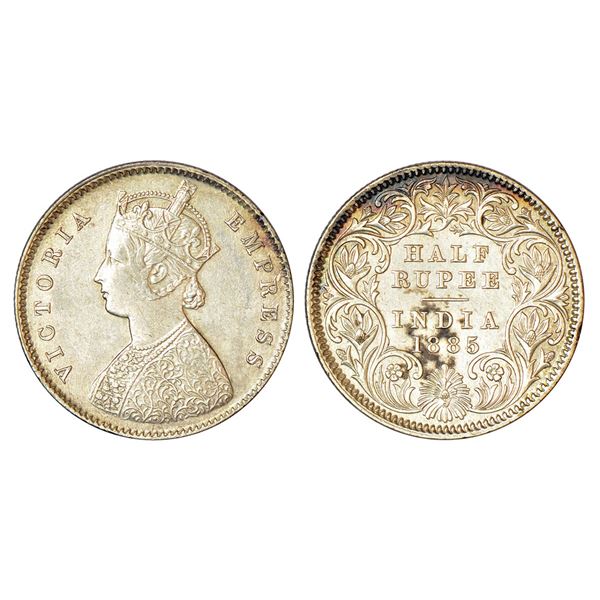 British India: Victoria Empress, silver ½ rupee, 1885, Calcutta mint