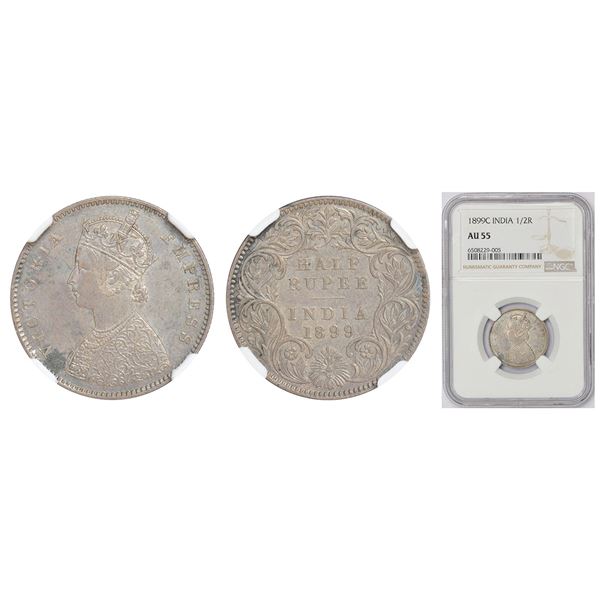 British India: Victoria Empress, silver ½ rupee, 1899, Calcutta mint