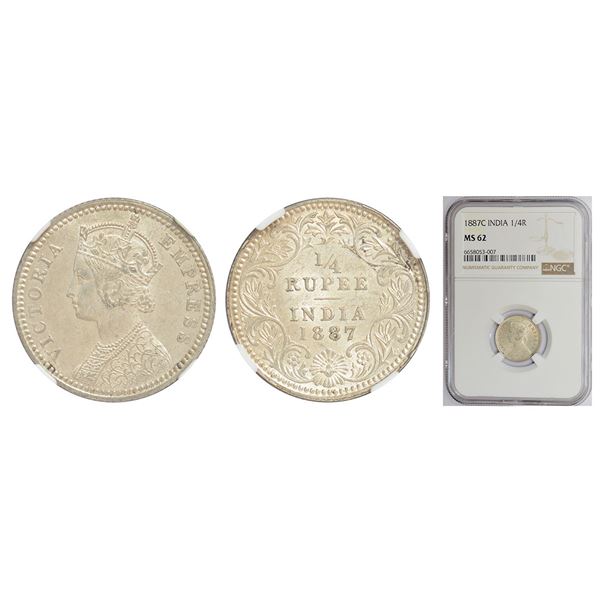 British India: Victoria Empress, silver ¼ rupee, 1887, Calcutta mint