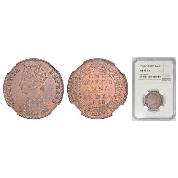 British India: Victoria Empress, copper ¼ anna, 1898, Calcutta mint