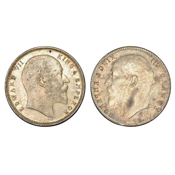 British India: Edward VII, silver rupee, ND (1903-1910 AD), brockage (Lakhi)