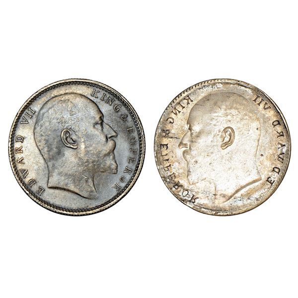 British India: Edward VII, silver rupee, ND (1903-1910 AD), brockage (Lakhi)