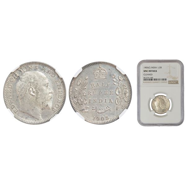 British India: Edward VII, silver ½ rupee, 1905, Calcutta mint