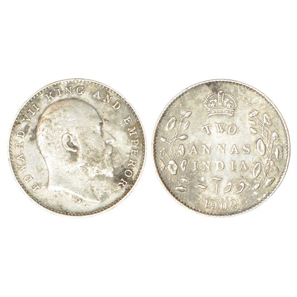 British India: Edward VII, silver 2 annas, 1909, Calcutta mint