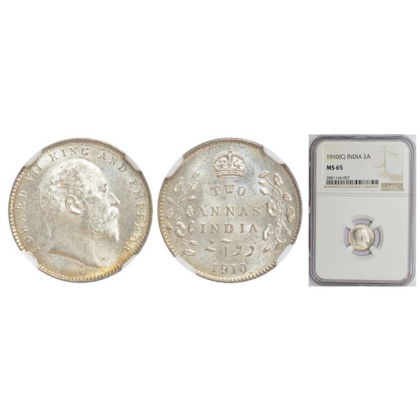 British India: Edward VII, silver 2 annas, 1910, Calcutta mint