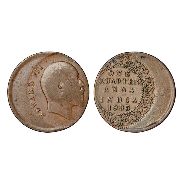 British India: Edward VII, error copper ¼ anna, 1905, Calcutta mint